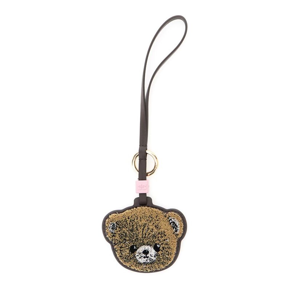 Ganni Women Beige Leather 'Teddy Bear' Keychain